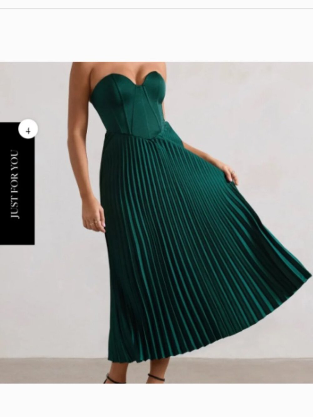 Club L Bordeaux Green Satin Corset Style Midi Dress strapless 10 large